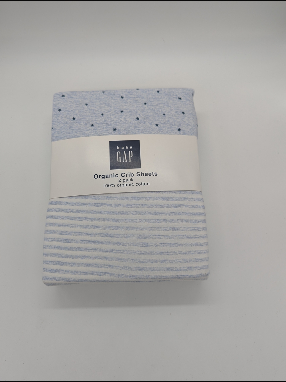 babyGAP Organic Cotton Crib Sheets - Light Blue Star & Stripe 2-Pack NWT Gift